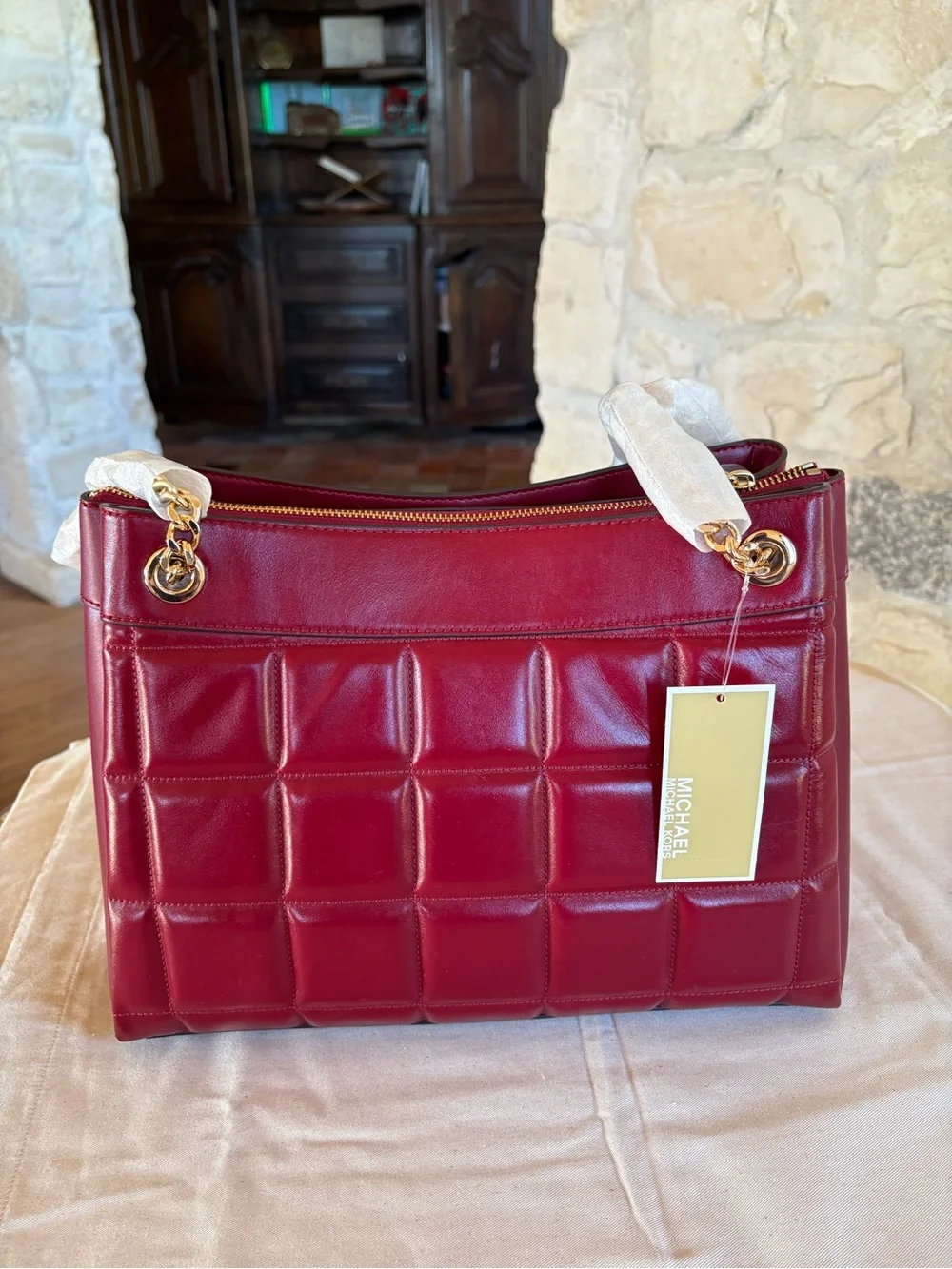 Michael Kors Quilted Shoulder Bag - Burgundy